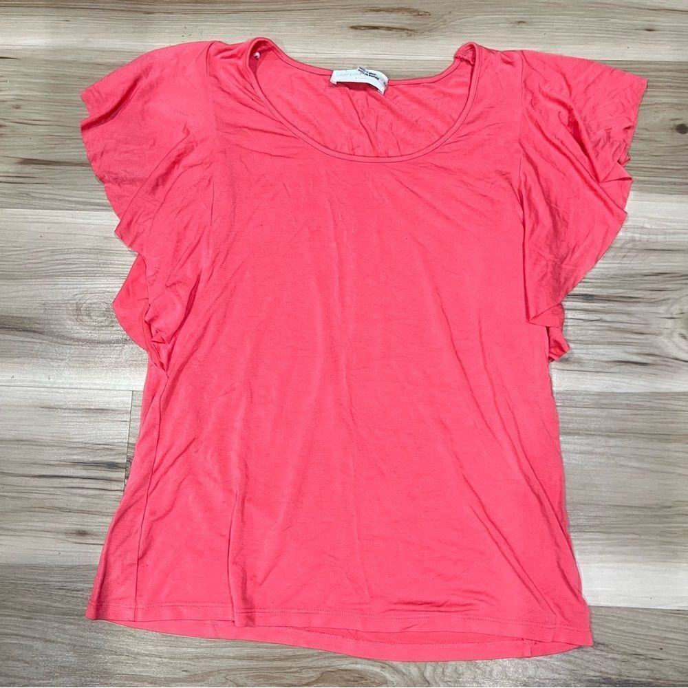 Adrienne Vittadini Pink Ruffle Sleeve Blouse Women’s Small